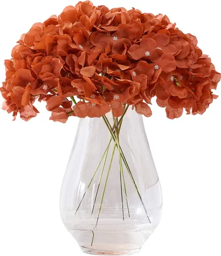 Vista 46 de Flores de hortensias artificiales rosa polvoriento, 10 cabezas de flores de seda de hortensia falsas para centros de mesa de boda, ramos de 10