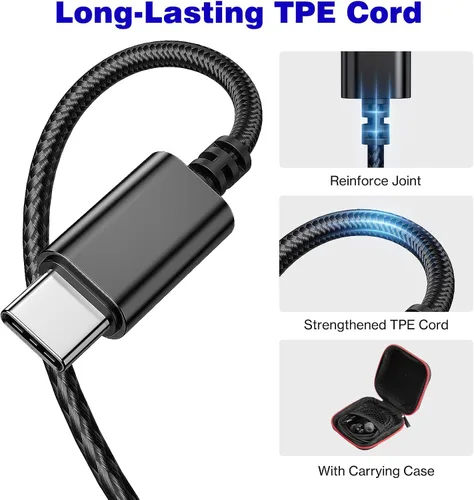 Vista 6 de Auriculares USB C para iPhone 17 16 Pro Max 15 Plus iPad 10 11 Air 5th Pixel 9a, COOYA Tipo C Auriculares con cable para Samsung S25 Ultra A16 Fold