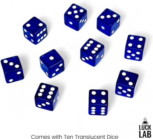 Vista 2 de Luck Lab Paquete de 10 dados de 19 mm - Dados D6 acrílicos y translúcidos, cuadrados con bordes redondeados para casino, craps, juegos de mesa RPG