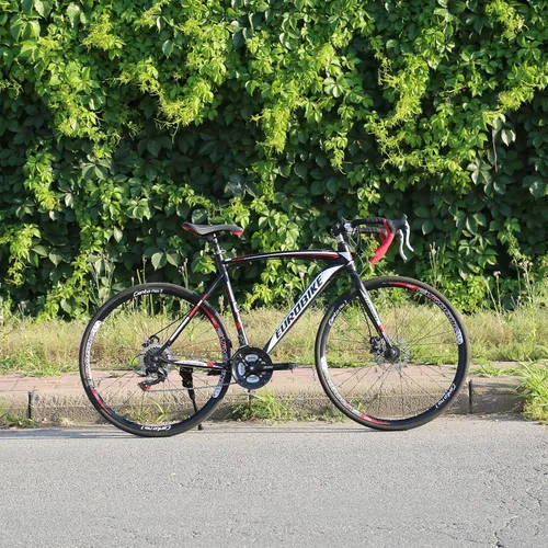 Vista 5 de EUROBIKE Bicicleta de carretera,Ruedas 700C Frenos de disco de 21 velocidades,Bicicleta para hombre o mujer,Marco de 21.3 in/19.3 in
