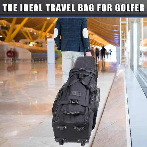 Vista 8 de CHAMPKEY Professional Golf Travel Bags for Airlines with Password Lock - Hard Case Golf Travel Bag with Support Pole and Oversized Wheels