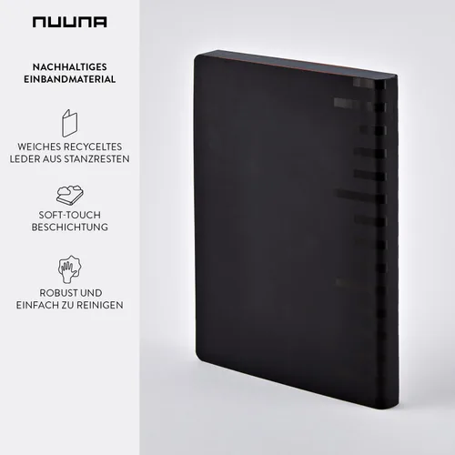 Vista 3 de Nuuna Graphic L "Millimeter" - Cuaderno de cuero liso con tapa blindada, color negro