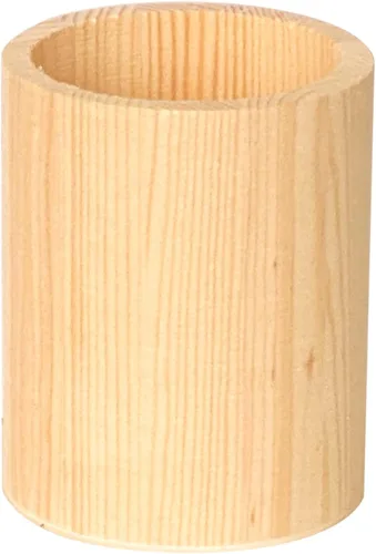 Vista 2 de Cregugua Paquete de 12 soportes redondos de madera de 4 pulgadas sin terminar para manualidades (3 x 3 x 4 pulgadas)