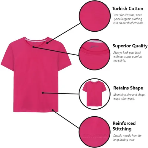 Vista 5 de Brix Camisetas de cuello redondo para niñas, camisetas de algodón de manga corta.