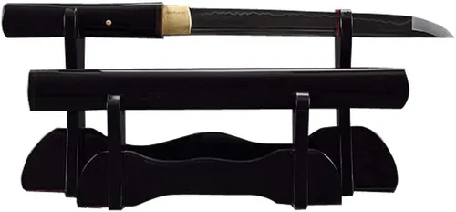 Vista 2 de Black Shirasaya Sword, Hand Forged Full Tang Katana, Wakizashi, Tanto