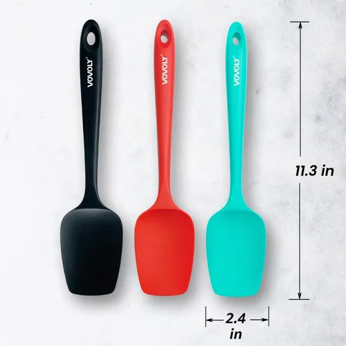 Vista 3 de Juego de espátulas de silicona, espátula de cuchara de goma resistente al calor con diseño de una pieza sin costuras, espátula cuchara Surtido