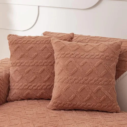 Vista 26 de vctops Fundas de sofá de jacquard geométrico de lujo para sofá de granja, funda neutra antideslizante para sofá seccional, funda suave y cálida