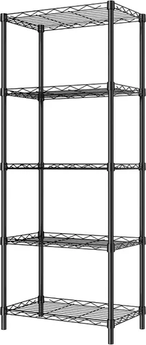 Vista 7 de HOMEFORT Estantería de alambre de 5 niveles, 5 estantes, estante de almacenamiento de metal, organizador duradero, perfecto para despensa, armario