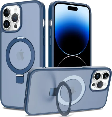 Vista 11 de Funda con soporte ultra magnético para iPhone 14 Pro [protección militar contra caídas] [compatible con MagSafe] a prueba de golpes, translúcida