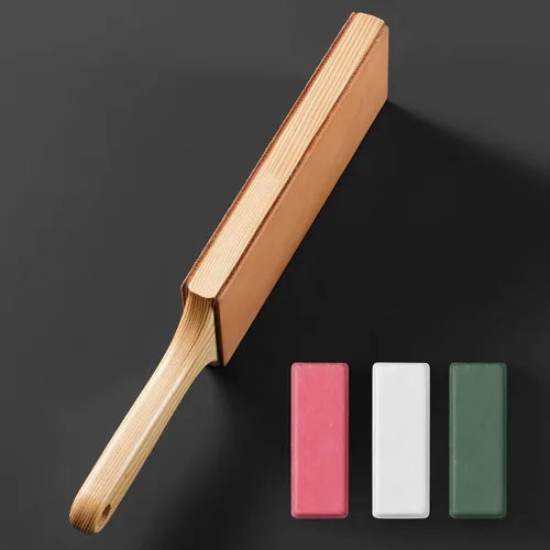 Vista 4 de Angerstone Kit de cuero de doble cara de gran tamaño (3 pulgadas para cortar el cuero) con mango ergonómico, cuchillo para afilar cuchillos