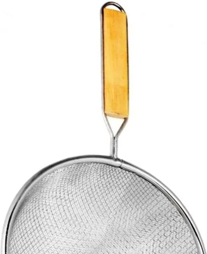 Vista 5 de TrueCraftware - Colador de malla fina doble de 6 pulgadas de acero inoxidable mango de madera de 6-1/2 pulgadas de longitud del mango- Utensilios