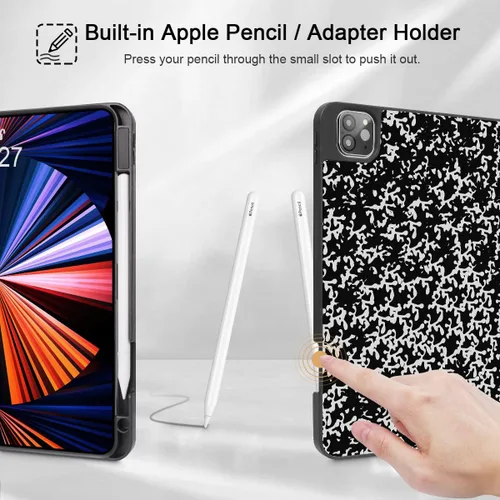 Vista 3 de Funda Tuiklol para iPad Pro de 12.9 pulgadas 2022 2021 2020 2018 6th / 5th / 4th / 3rd Gen Built in Pencil Holder Protective Stand Back Cover with