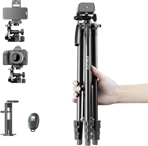 Vista 11 de Trípode para selfie stick de 66 pulgadas para GoPro y teléfono, trípode extensible para cámara de acción con cabeza de bola de 360°, control remoto