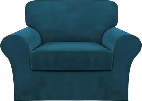 Vista 63 de FantasDecor Fundas de terciopelo para sofá de 2 piezas para sala, con cojín individual, protector elástico de muebles para mascotas, lavable a Negro