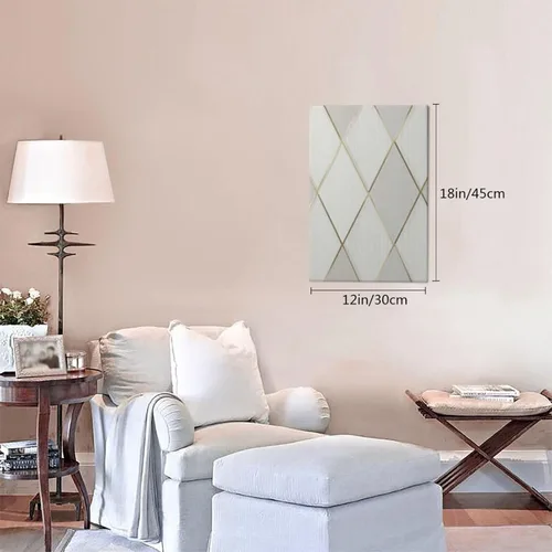 Vista 3 de Lienzo decorativo para pared, cuadros personalizados, perfil geométrico, marfil, dorado, cuadros de pared, arte moderno, lienzo enmarcado, póster