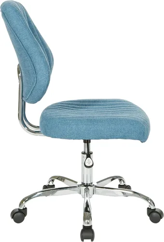 Vista 3 de OSP Home Furnishings Sunnydale - Silla de oficina de felpa ajustable con base cromada, color cielo