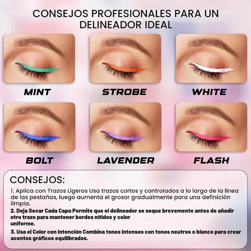 Vista 5 de Profusion Cosmetics Bright Lights UV Neon & Pastel Delineador de ojos - A prueba de manchas, delineador de ojos de larga duración con punta Bolt