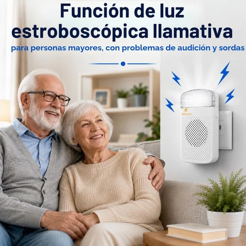 Vista 2 de Kit de timbre inalámbrico, rango de 1000 pies, timbre enchufable, ideal como timbre con discapacidad auditiva y timbre sordo, ajuste de volumen