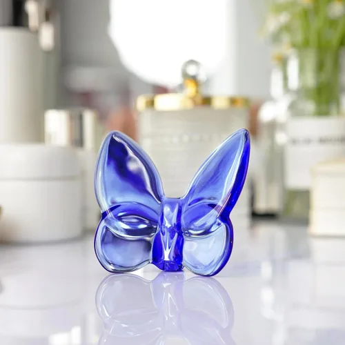 Vista 2 de kanpura Figura de mariposa de cristal azul, figura de mariposa voladora, adorno de mariposa de cristal, animal de cristal coleccionable