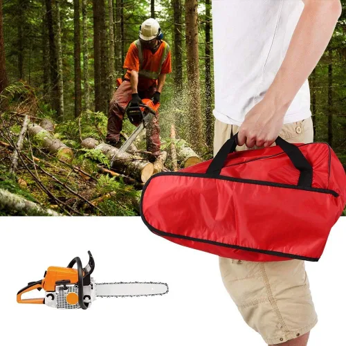 Vista 3 de TOPINCN Bolsa de transporte para motosierra, de tela Oxford, portátil, con asa y cremallera larga para motosierras de 12/14/16 pulgadas, color rojo
