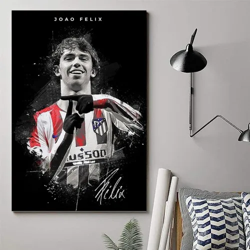 Vista 6 de SERECPIA Póster de Jugador de Fútbol Joao Felix Firmado en Lienzo Arte y Pared Impresión de Cuadro Moderno Decoración de Dormitorio Familiar Oficina