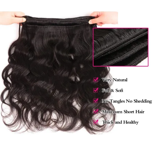 Vista 4 de Adigrace Paquetes de Cabello Humano 16 18 20 Pulgadas Paquetes de Ondas Corporales Cabello Humano 10A Paquetes de Cabello Humano Brasileño 100%