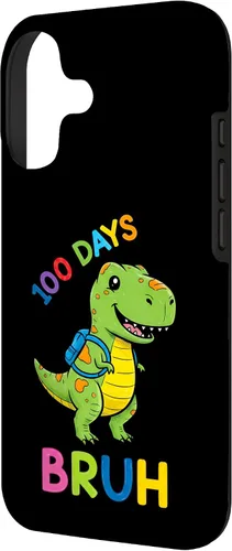 Vista 2 de Bruh 100 Days of School Dinosaur Kids Girls Boys Case for iPhone 17