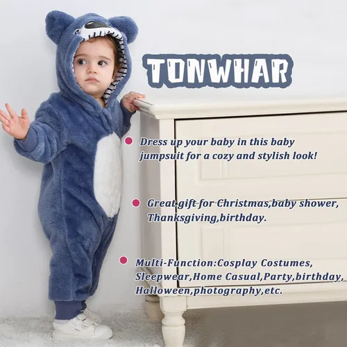 Vista 6 de TONWHAR Disfraz de Halloween para bebés y niños pequeños, traje de nieve para niños (3.5-4.5 añosaltura 41-46 pulgadas, koala azul)