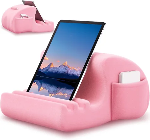 Vista 10 de CreaDream Soporte de almohada para tablet, soporte para tablet para cama, regazo con 3 ángulos de visión, bolsillo, soporte para lápiz capacitivo