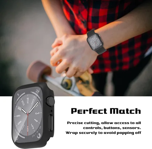 Vista 4 de Paquete de 2 fundas para Apple Watch 40mm SE Series 6/5/4/SE 2ª generación con protector de pantalla de vidrio templado, funda protectora completa