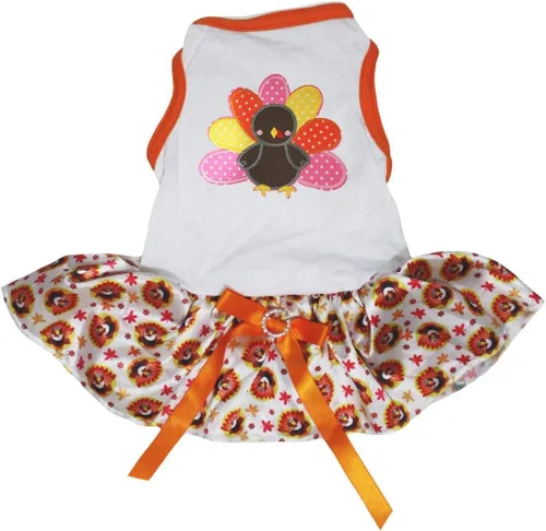 Vista 3 de Petitebella Vestido de cachorro de pavo arcoíris (marrón/naranja, talla XS)
