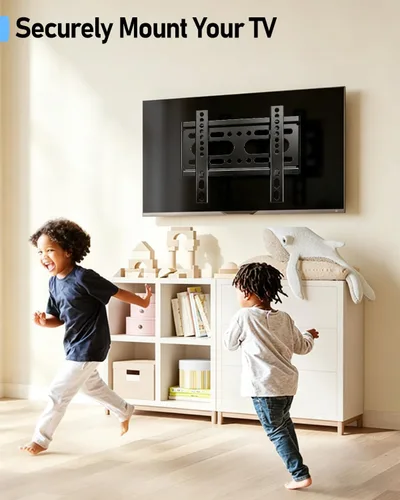 Vista 6 de Nuyoah Soporte de pared para TV de perfil bajo y fijo para televisores y monitores de pantalla plana de 14 a 43 pulgadas y hasta 55 libras, soporte