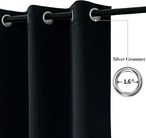 Vista 2 de [Usado] WUBODTI - Cortinas opacas 100% negras para dormitorio o sala de estar, 84 pulgadas de largo, 2 paneles, cortinas de ventana góticas