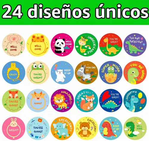 Vista 3 de 3 rollos de calcomanías motivacionales para niños, 1500 unidades de calcomanías de recompensa para maestros, suministros escolares, calcomanías