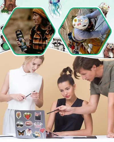 Vista 7 de AOWDIAO Paquete de 150 calcomanías estéticas - Diseños impermeables y duraderos para adolescentes, niños y adultos - Ideal para fiestas, regalos