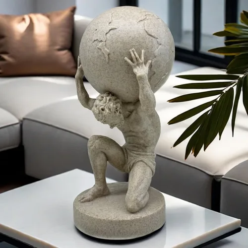 Vista 4 de FUNSXBUG Estatua de Dios griego grande de 11 pulgadas, escultura coleccionable de Atlas Holding World, decoración del hogar, sala de estar