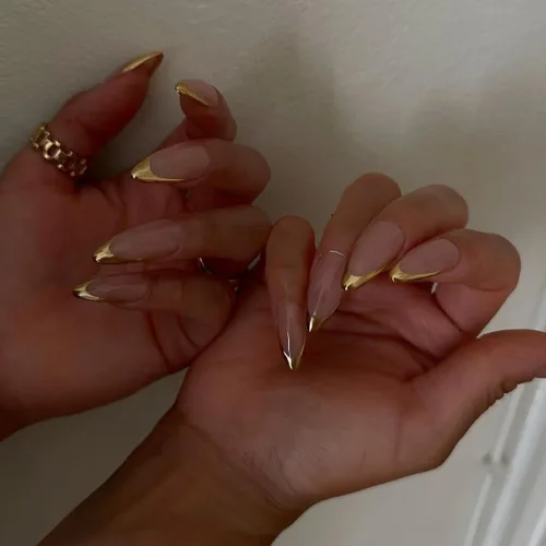 Vista 29 de Uñas postizas a presión con punta francesa negra, uñas cortas de almendra, uñas con pegamento para mujer, uñas acrílicas francesas de gel, uñas