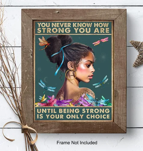 Vista 8 de Póster motivacional de mujeres afroamericanas, arte de pared de niña negra, decoración de pared de afroamericanos, frases inspiradoras de libélulas
