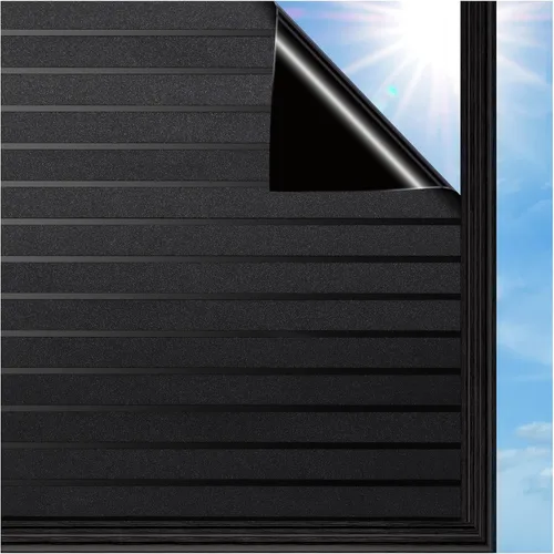 Vista 9 de Coavas Película de privacidad de ventana a rayas esmeriladas para vidrio de Adhesivo estático, sin pegamento, extraíble, bloqueo UV, control