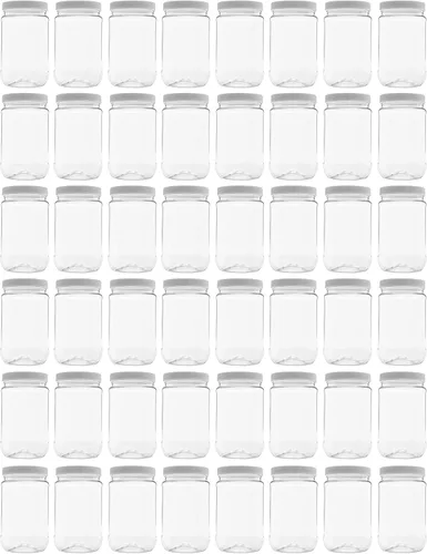 Vista 20 de Tarro de plástico de 64 oz (1/2 galón), tapa blanca, paquete de 1