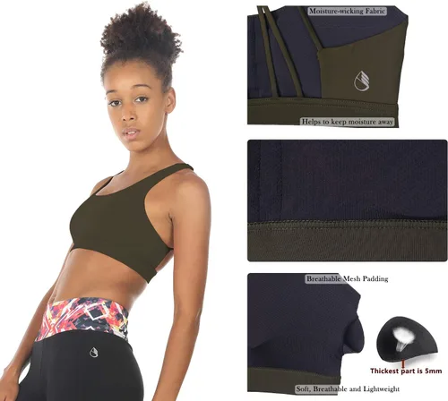 Vista 4 de icyzone - Sujetador deportivo con copas y tirantes delgados para hacer yoga, ropa deportiva para mujer