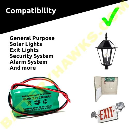 Vista 3 de AA2200mAh 2.4V 2.2Ah batería Ni-MH paquete de uso general con plomo luz solar