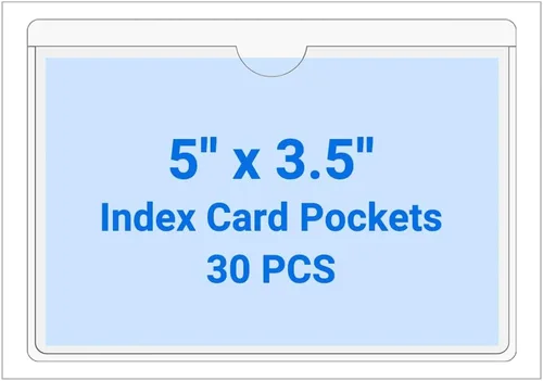Vista 105 de 30 PCS Clear Self Adhesive Plastic Label Pockets, Top Loading Business & Library Index Card Holders, Peel and Stick Sleeves for Storage Bins, Totes