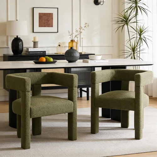Vista 9 de Juego de 4 Sillas de Comedor Modernas, Sillas Barrel para Sala de Estar, Sillón de Tela, Silla Barrel Tapizada para Sala de Estar Cocina Recepción