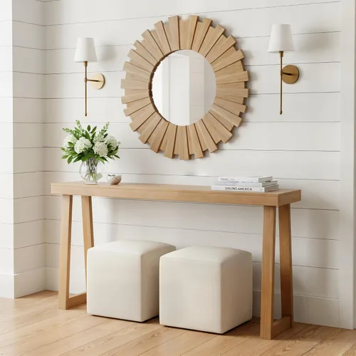 Vista 19 de Plank+Beam Mesa consola de madera maciza, 36 pulgadas, mesa de sofá, mesa de entrada estrecha para pasillo, detrás del sofá, sala de estar, Negro