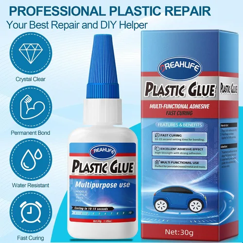 Vista 4 de Súper pegamento para reparación de plástico, 30g de pegamento fuerte para plástico, pegamento resistente para acrílico, PLA, juguetes, automóvil