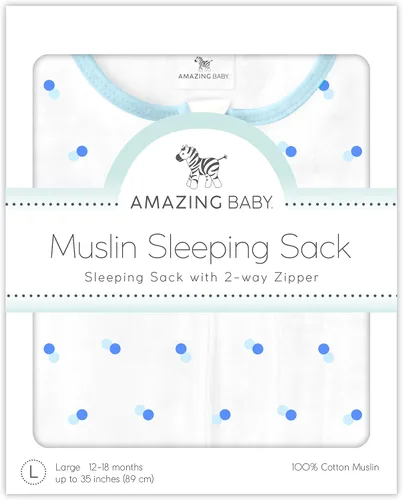 Vista 2 de Amazing Baby Saco de dormir de muselina Azul (Blue Dogs)