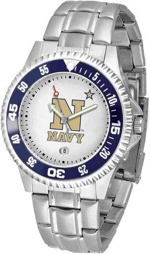 Vista 49 de SunTime Reloj de cuarzo de 1.575 in para hombre, correa de acero inoxidable de 0.787 in, esfera Gameday
