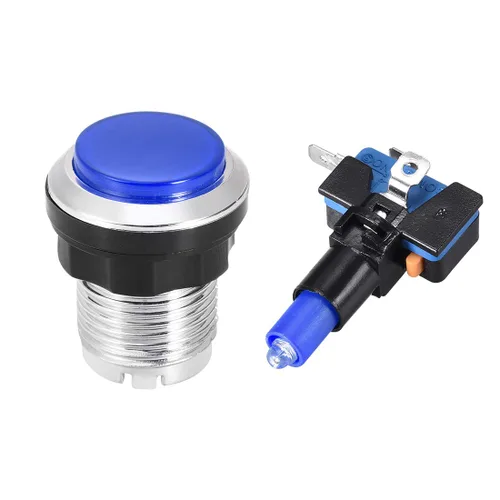 Vista 2 de uxcell Botón pulsador de juego 1.299 in redondo interruptor de botón con micro interruptor para videojuegos arcade azul 6pcs