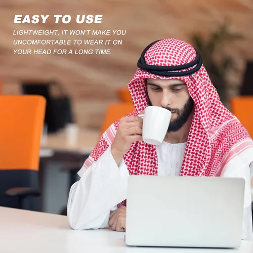 Vista 5 de SOIMISS 1 par de accesorios para hombre, diadema árabe shemagh para la cabeza de los hombres Keffiyeh turbante del desierto, pañuelo hiyab este